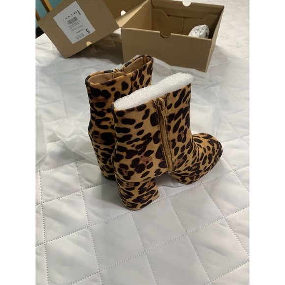 Women’s Platform Boots Chunky High Heel Leopard Square Toe Size Zipper Boots-5😃 - Picture 12 of 15